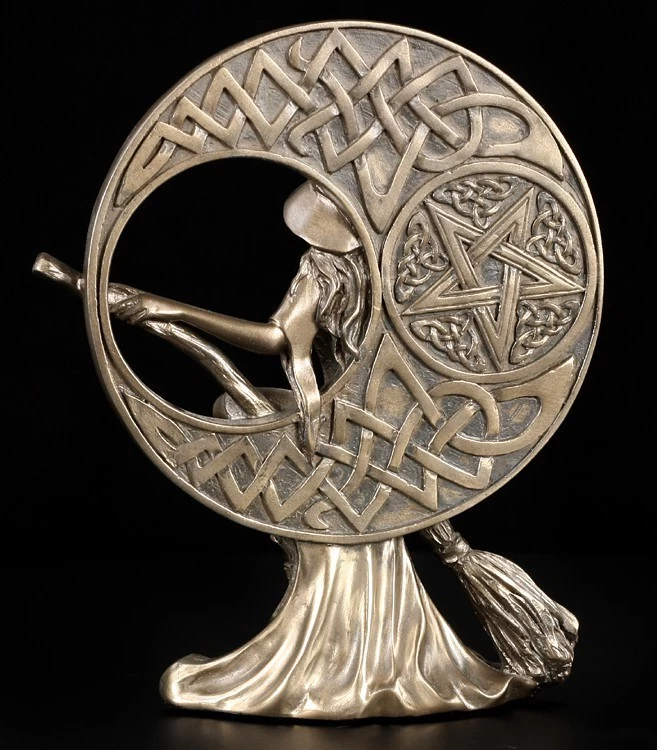 Hexen Figur - Mit Besen Vor Keltischem Mond 4 Hexen Figur - Mit Besen Vor Keltischem Mond – Bild 4