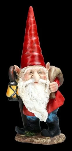 Zwergen Figur Mit Laterne Und Beutel