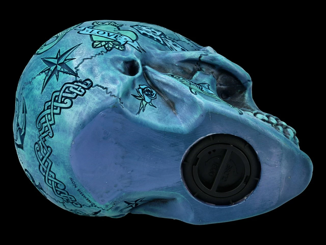 NEMESIS NOW Totenkopf - Tattoo Spardose - Blau 8 NEMESIS NOW Totenkopf - Tattoo Spardose - Blau – Bild 8
