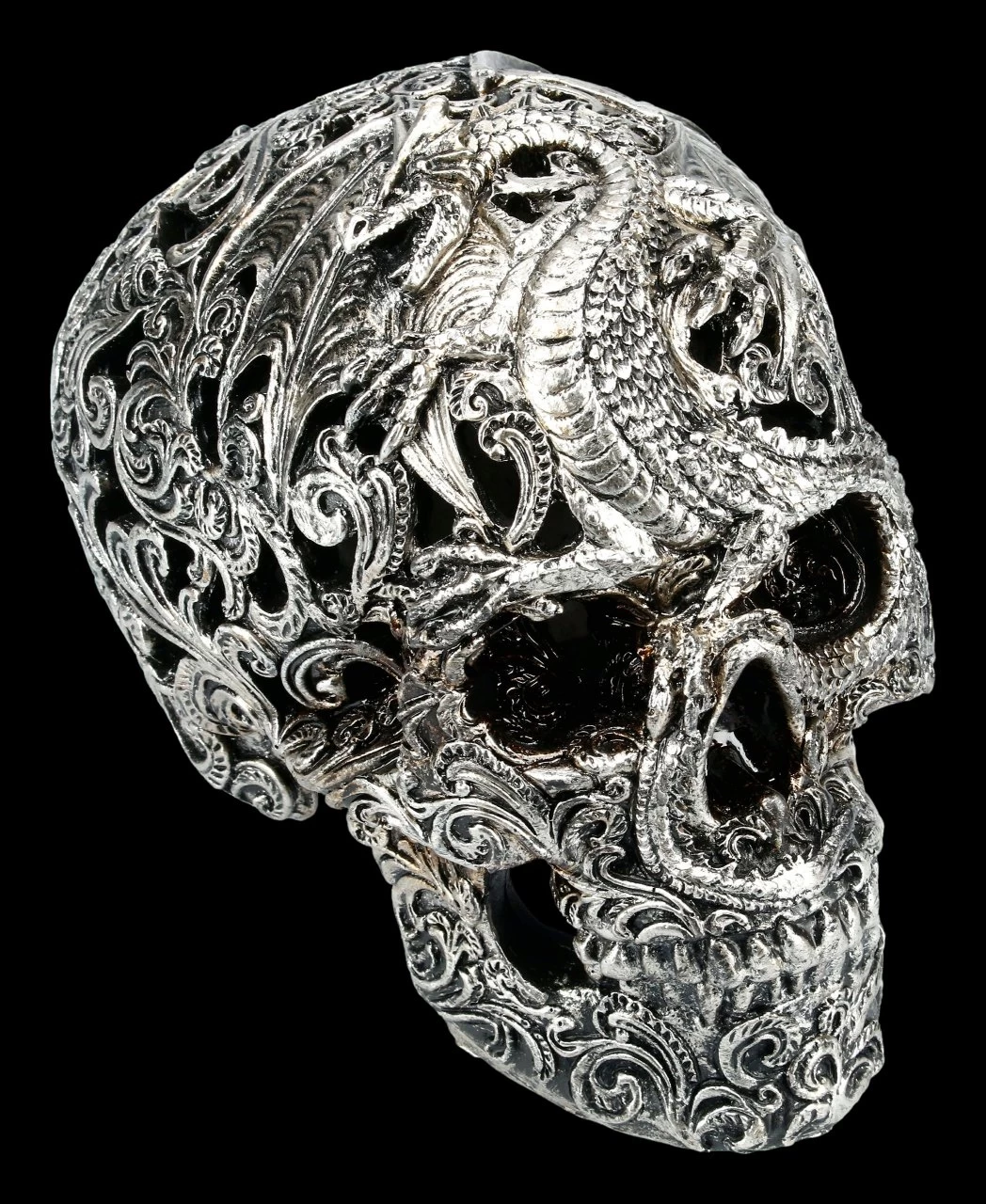 Totenkopf - Cranial Drakos - Silber 2 Totenkopf - Cranial Drakos - Silber – Bild 2