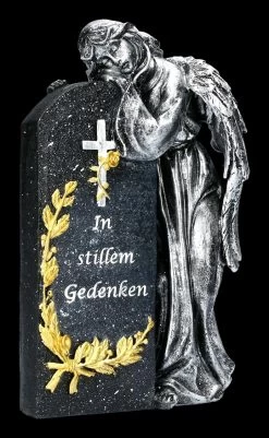 Grabengel Figur Silberfarben - In Stillem Gedenken