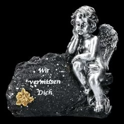 Grabengel Figur Silberfarben - Wir Vermissen Dich