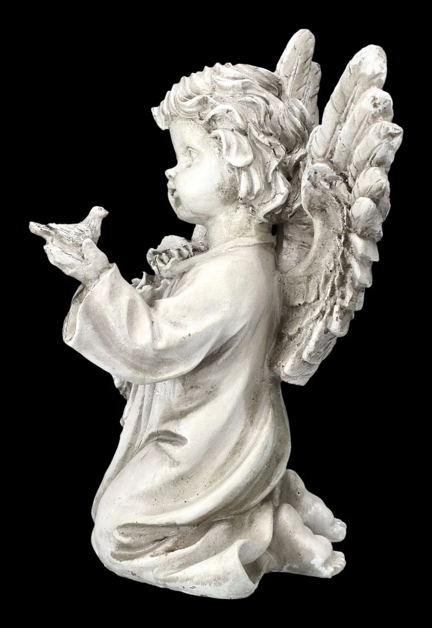 Grabengel Figur Mit Vogel Und Blume 4 Grabengel Figur Mit Vogel Und Blume – Bild 4