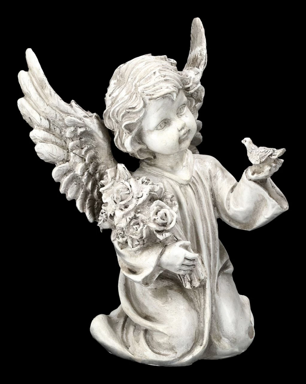 Grabengel Figur Mit Vogel Und Blume 2 Grabengel Figur Mit Vogel Und Blume – Bild 2