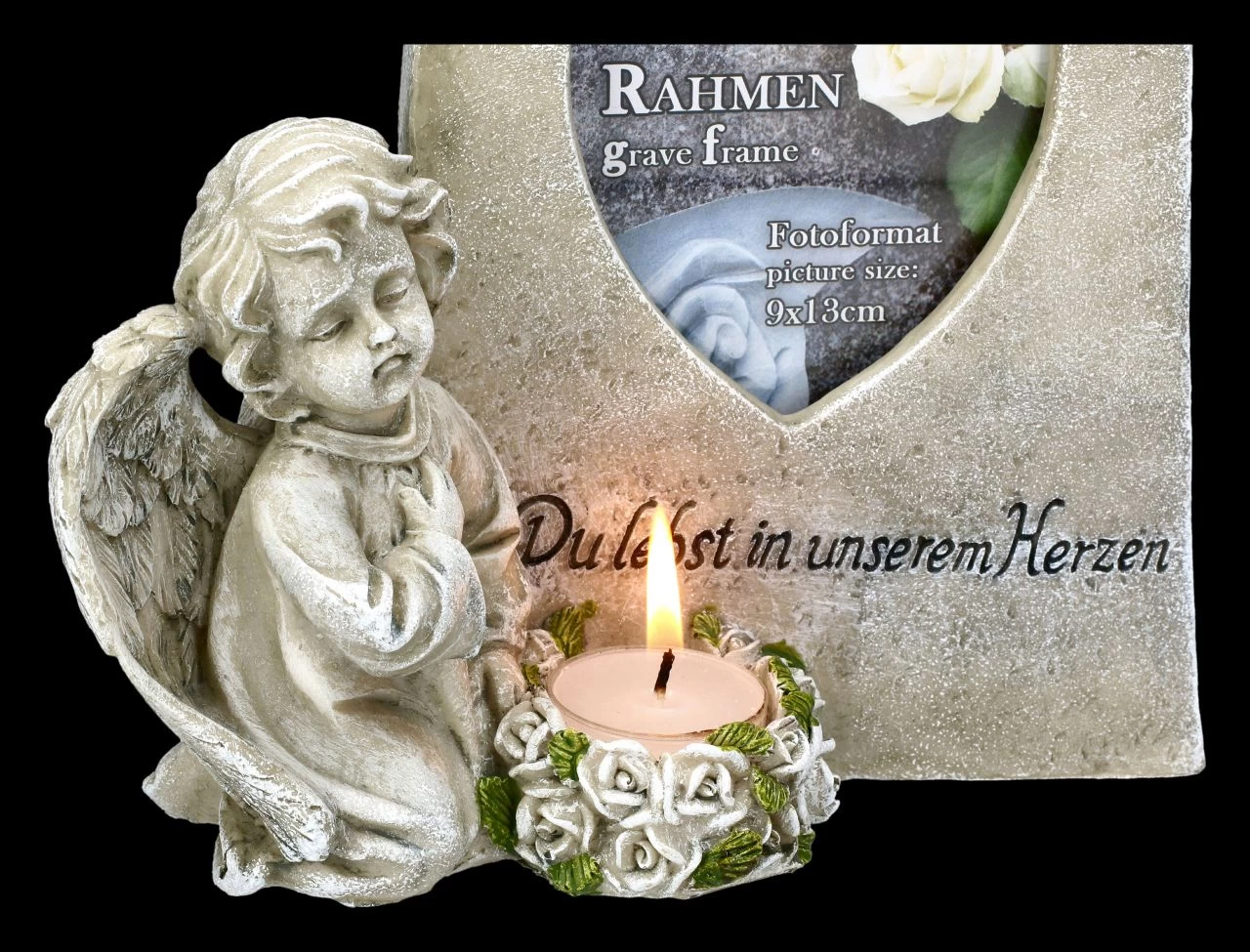 Grabengel Figur Mit Bilderrahmen Und Teelicht 8 Grabengel Figur Mit Bilderrahmen Und Teelicht – Bild 8