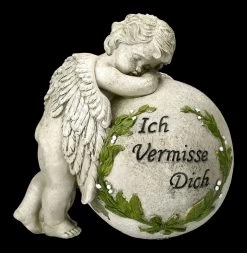 Grabengel Figur Mit Kugel - Ich Vermisse Dich