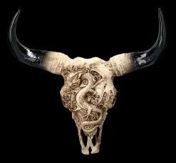 Wandrelief Stier Schädel - Drachenmotiv Groß