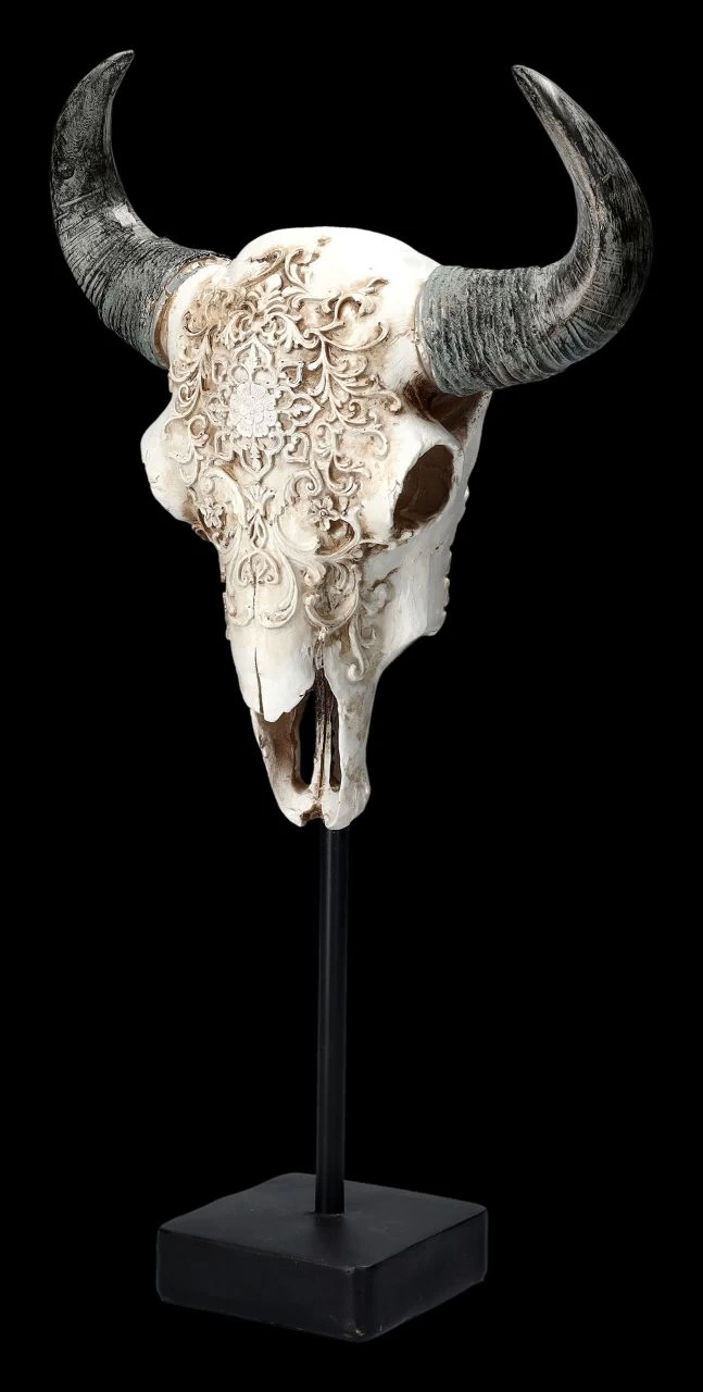 Stier Totenkopf - Verziert Mit Ständer 6 Stier Totenkopf - Verziert Mit Ständer – Bild 6