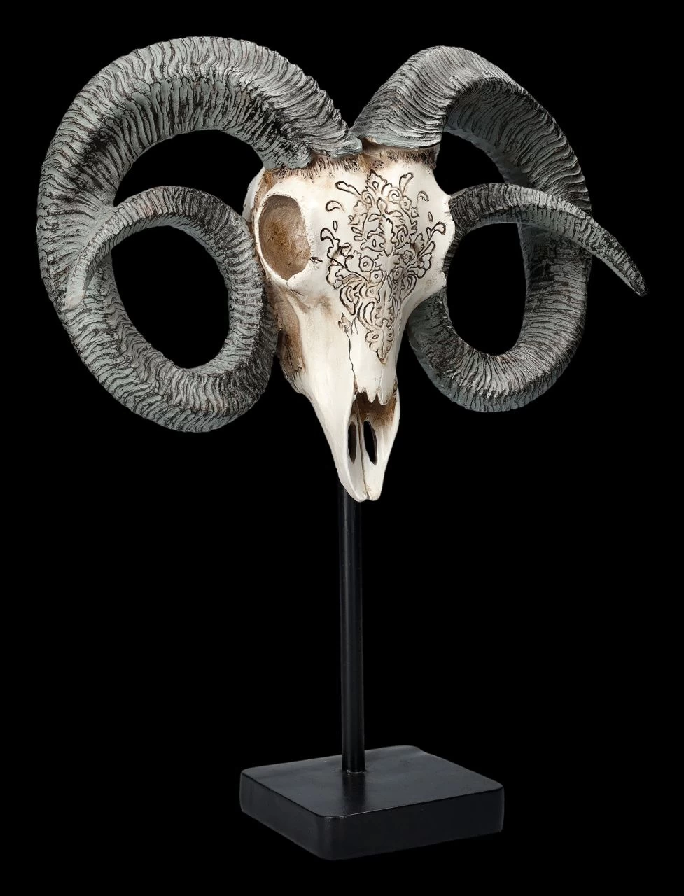 Widder Totenkopf - Verziert Mit Ständer 2 Widder Totenkopf - Verziert Mit Ständer – Bild 2