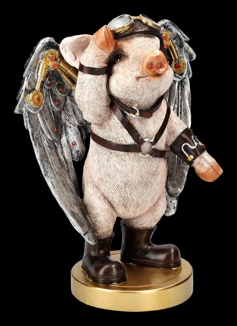 Schweinchen Figur Mit Flügeln - Porky Pilot 3 Schweinchen Figur Mit Flügeln - Porky Pilot – Bild 3