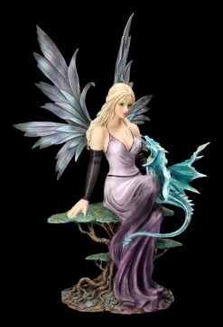 Elfenfigur Lila Auf Weltenbaum Mit Drache