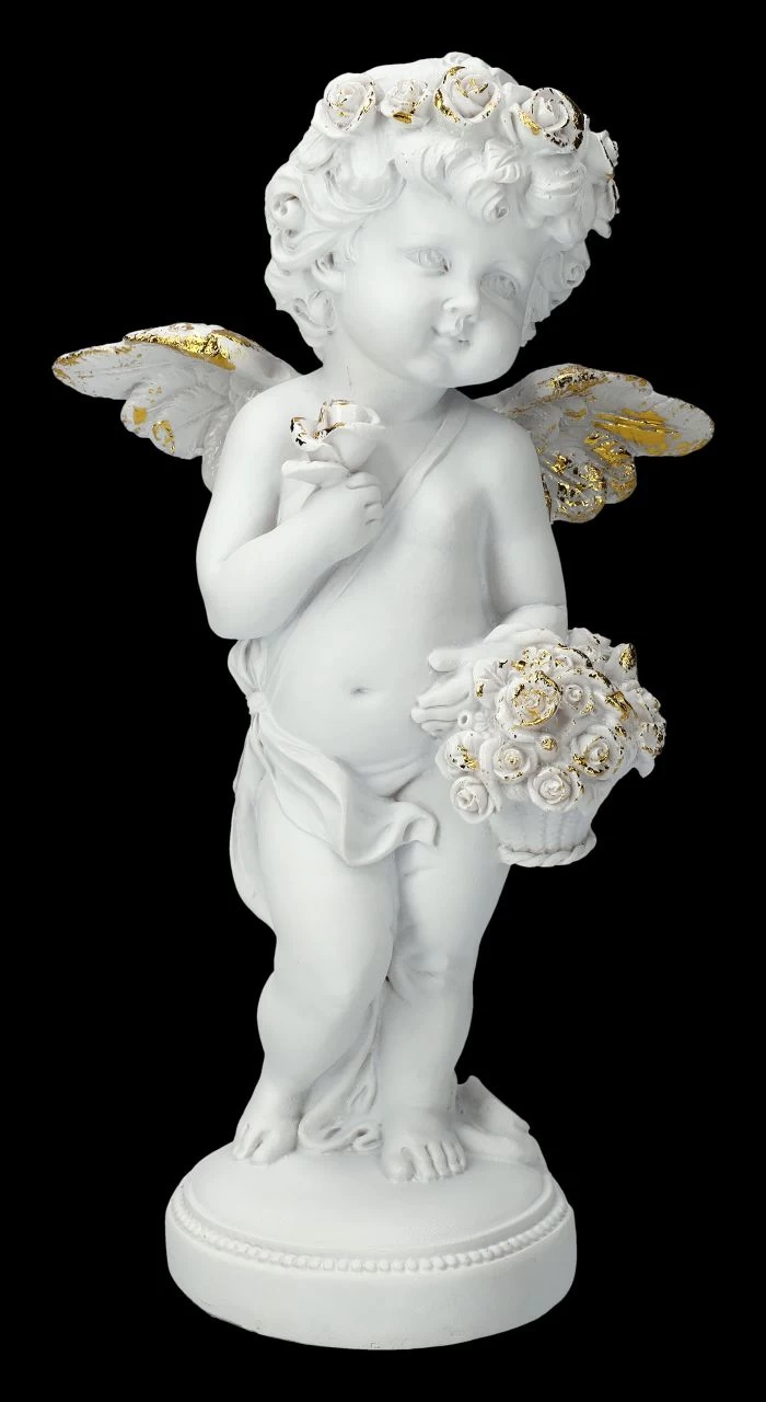Engel Figur - Putte Mit Rosenkorb 1 Engel Figur - Putte Mit Rosenkorb