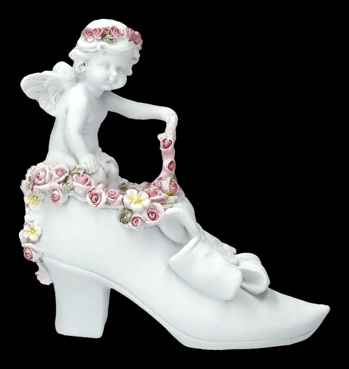 Engel Figur - Putte Mit Rosen Auf Schuh 2 Engel Figur - Putte Mit Rosen Auf Schuh – Bild 2