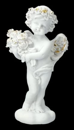 Engel Figur - Putte Mit Rosenstrauß