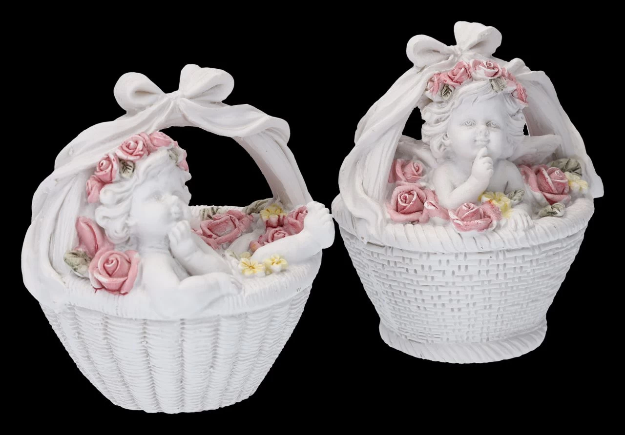 Engel Figuren 2er Set - Putten In Blumenkorb 2 Engel Figuren 2er Set - Putten In Blumenkorb – Bild 2