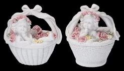 Engel Figuren 2er Set - Putten In Blumenkorb