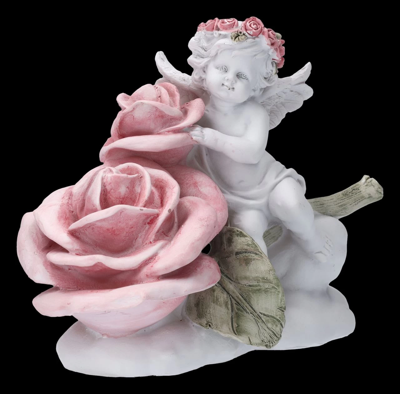 Engel Figur - Putte Mit Großer Rose 2 Engel Figur - Putte Mit Großer Rose – Bild 2