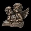 Engel Figur - Putten Auf Buch Bronziert