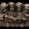 Engel Figur - Vier Putten Lesen Buch Bronziert