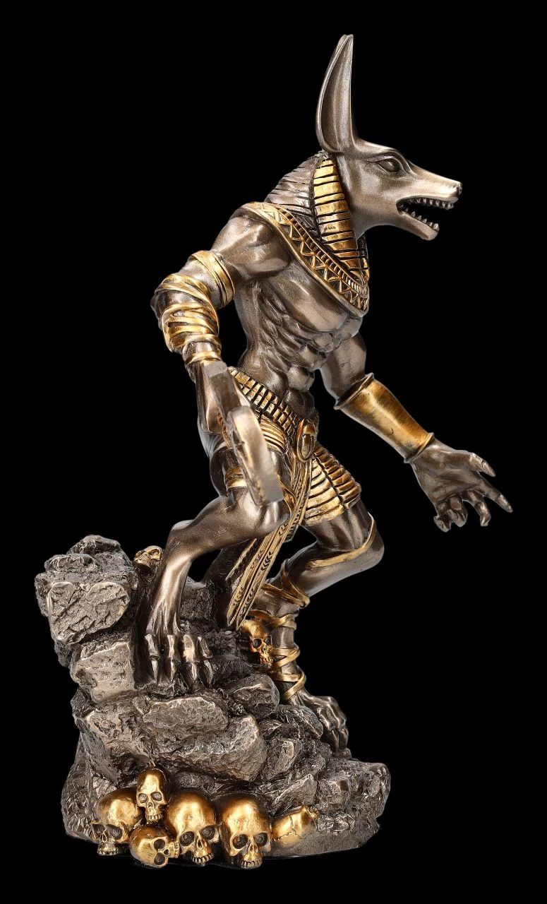 Anubis Krieger Figur Auf Felsen - Bronziert 5 Anubis Krieger Figur Auf Felsen - Bronziert – Bild 5