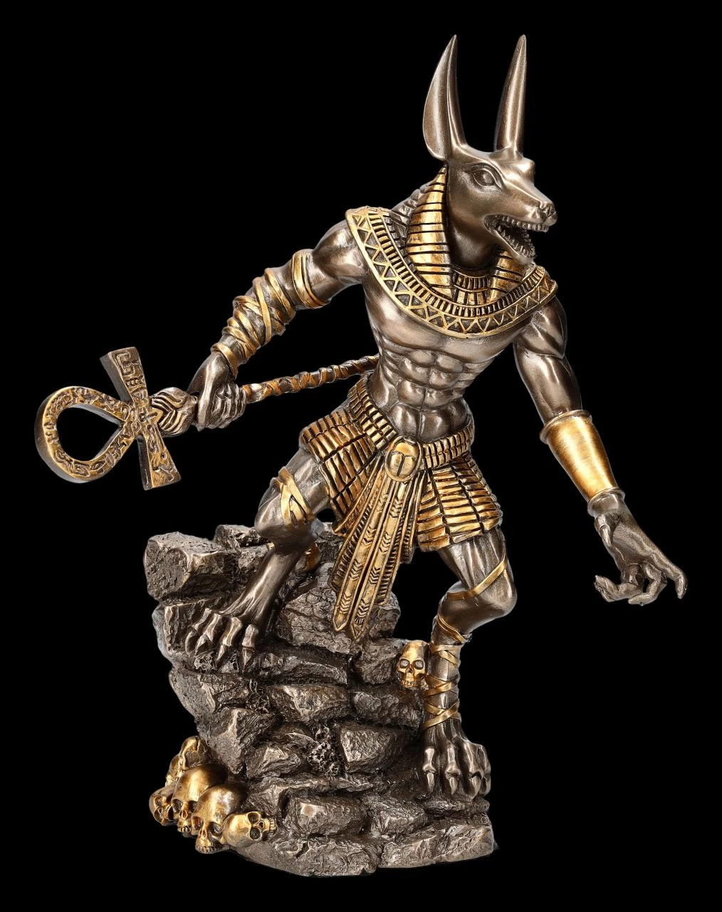 Anubis Krieger Figur Auf Felsen - Bronziert 1 Anubis Krieger Figur Auf Felsen - Bronziert