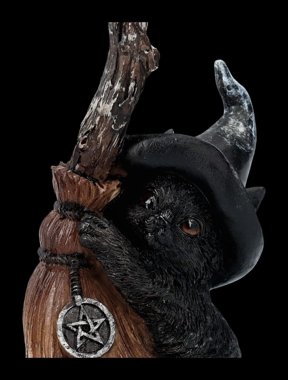 Katzen Figur Mit Hexenbesen - Broom Guard 7 Katzen Figur Mit Hexenbesen - Broom Guard – Bild 7