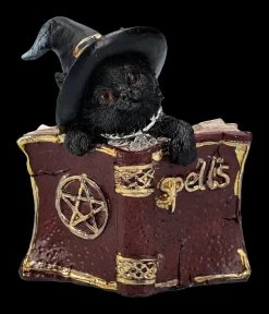 Katzen Figur Mit Zauberbuch - Kitty's Grimoire Rot