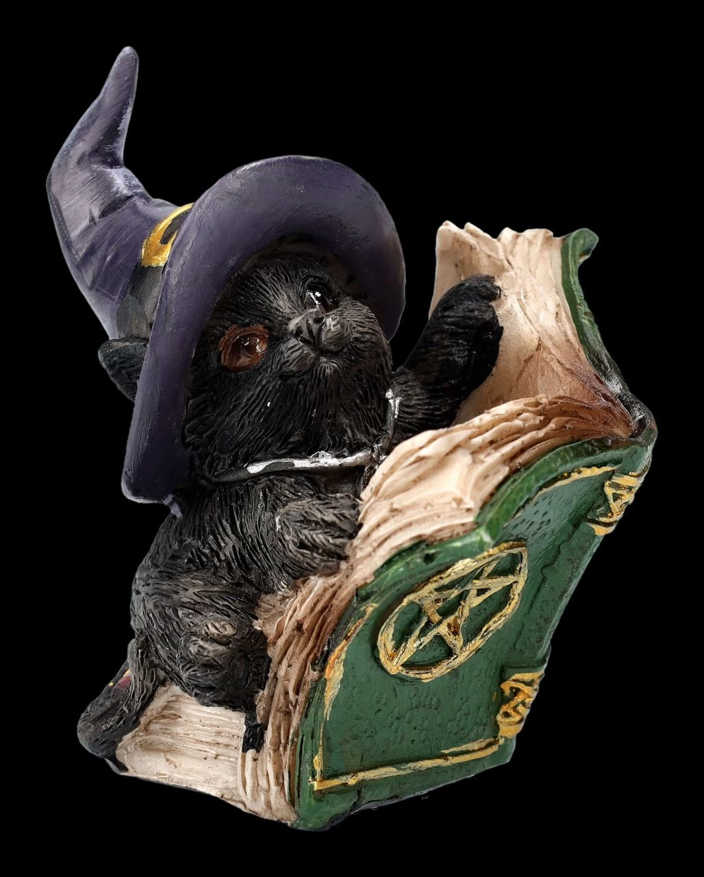 Katzen Figur Mit Zauberbuch - Kitty's Grimoire Grün 2 Katzen Figur Mit Zauberbuch - Kitty's Grimoire Grün – Bild 2