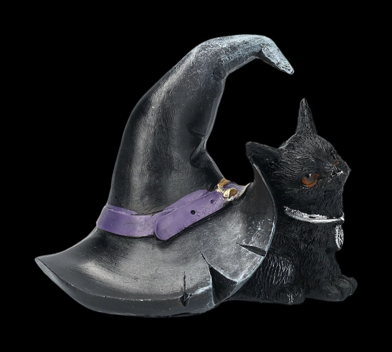 Katzen Figur Mit Hexenhut - Prue 2 Katzen Figur Mit Hexenhut - Prue – Bild 2