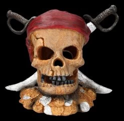 Aquarium Figur - Totenkopf Pirat Mit Säbeln