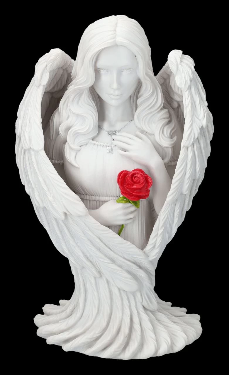 Engelfigur - Angel Blessing Mit Rose Groß 1 Engelfigur - Angel Blessing Mit Rose Groß