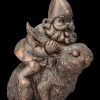 Gartenzwerg Figur Reitet Auf Hase