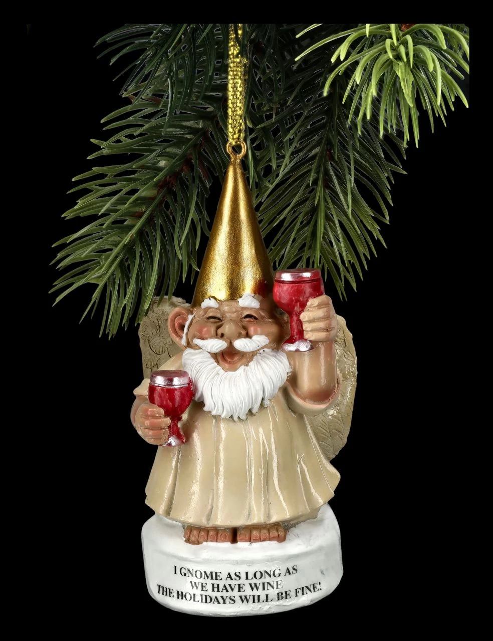 Christbaumschmuck - Gartenzwerg Engel Mit Wein 1 Christbaumschmuck - Gartenzwerg Engel Mit Wein