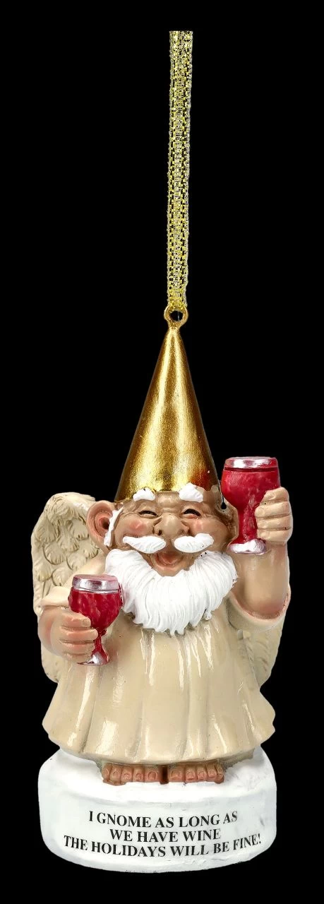 Christbaumschmuck - Gartenzwerg Engel Mit Wein 2 Christbaumschmuck - Gartenzwerg Engel Mit Wein – Bild 2