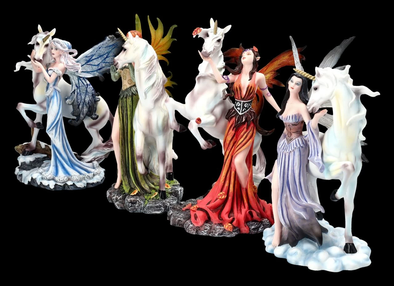 Elfen Figuren Mit Einhörnern 4er Set 4 Elfen Figuren Mit Einhörnern 4er Set – Bild 4