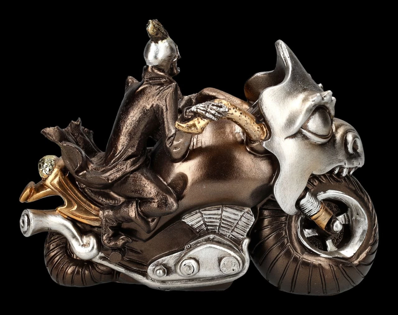 Skelett Figur Motorrad - Ride Or Die Bronzefarben 5 Skelett Figur Motorrad - Ride Or Die Bronzefarben – Bild 5