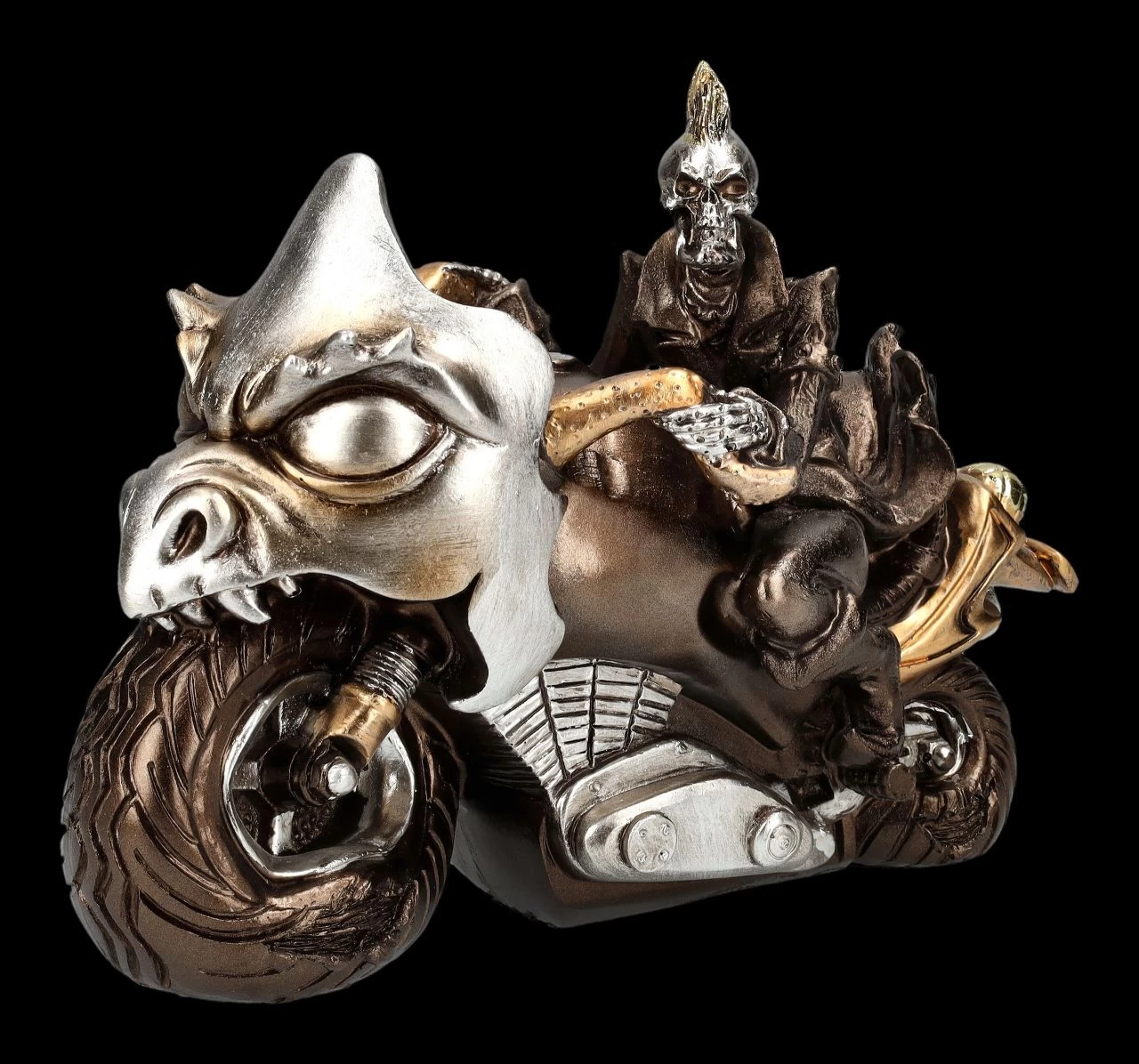 Skelett Figur Motorrad - Ride Or Die Bronzefarben 2 Skelett Figur Motorrad - Ride Or Die Bronzefarben – Bild 2