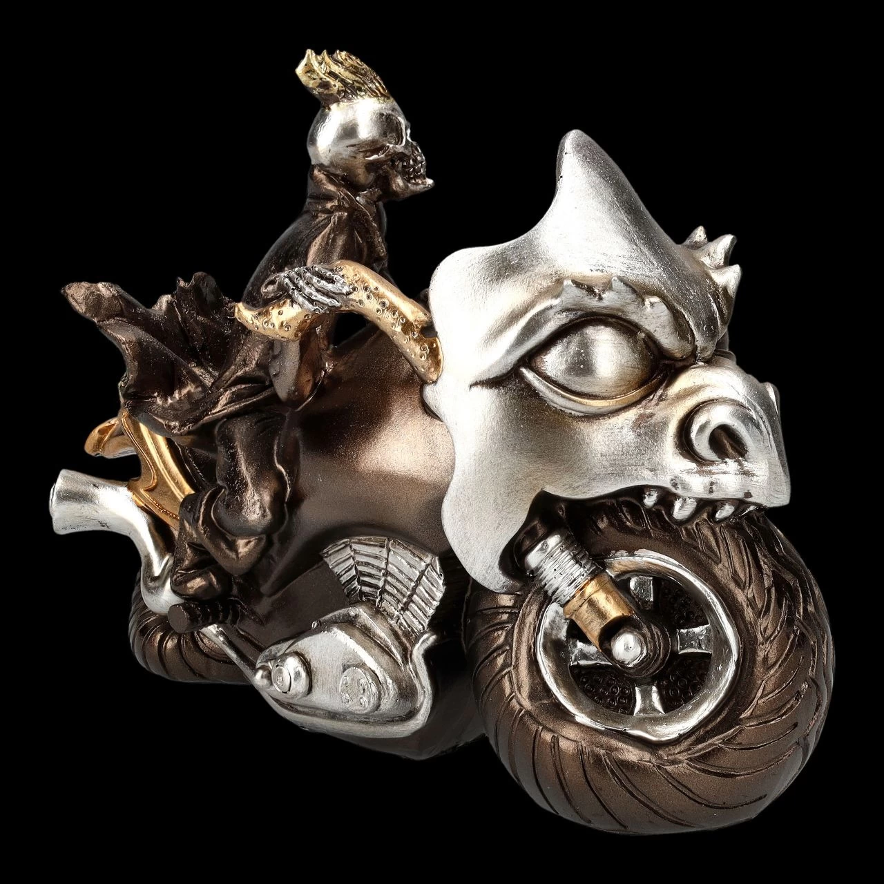 Skelett Figur Motorrad - Ride Or Die Bronzefarben 3 Skelett Figur Motorrad - Ride Or Die Bronzefarben – Bild 3