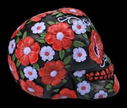 Totenkopf - Schwarz Mit Roten Blumen DOD -Modell Und Figurengeschäft 2D FS24744 Totenkopf SChwarz mit roten Blumen DOD 5 1280x1280