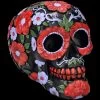 Totenkopf - Schwarz Mit Roten Blumen DOD