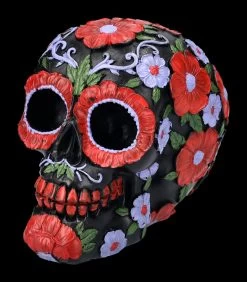 Totenkopf - Schwarz Mit Roten Blumen DOD -Modell Und Figurengeschäft 2D FS24744 Totenkopf SChwarz mit roten Blumen DOD 7 1280x1280