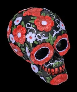 Totenkopf - Schwarz Mit Roten Blumen DOD -Modell Und Figurengeschäft 2D FS24744 Totenkopf SChwarz mit roten Blumen DOD 9 1280x1280