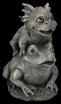 Garten Figur - Drachen Baby Reitet Auf Frosch