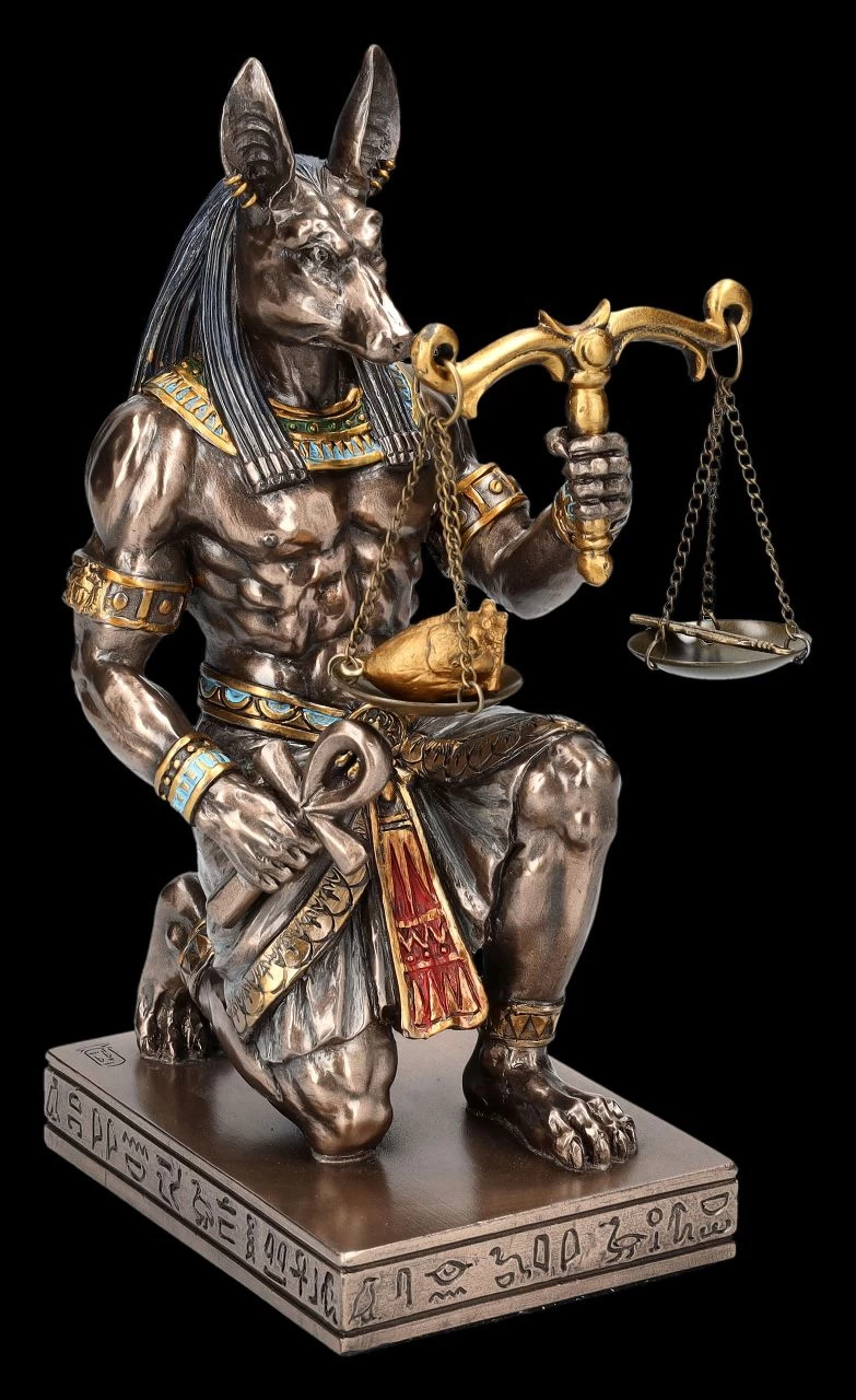 Anubis Figur Kniend - Waage Mit Herz Und Feder 1 Anubis Figur Kniend - Waage Mit Herz Und Feder
