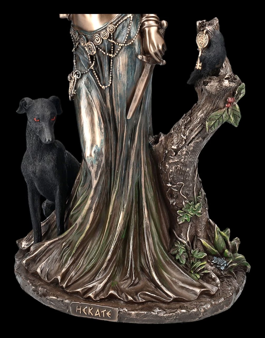 Hekate Figur Mit Fackel, Hund Und Rabe 8 Hekate Figur Mit Fackel, Hund Und Rabe – Bild 8