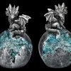 Drachen Figuren Auf Ei 2er Set - Silberfarben