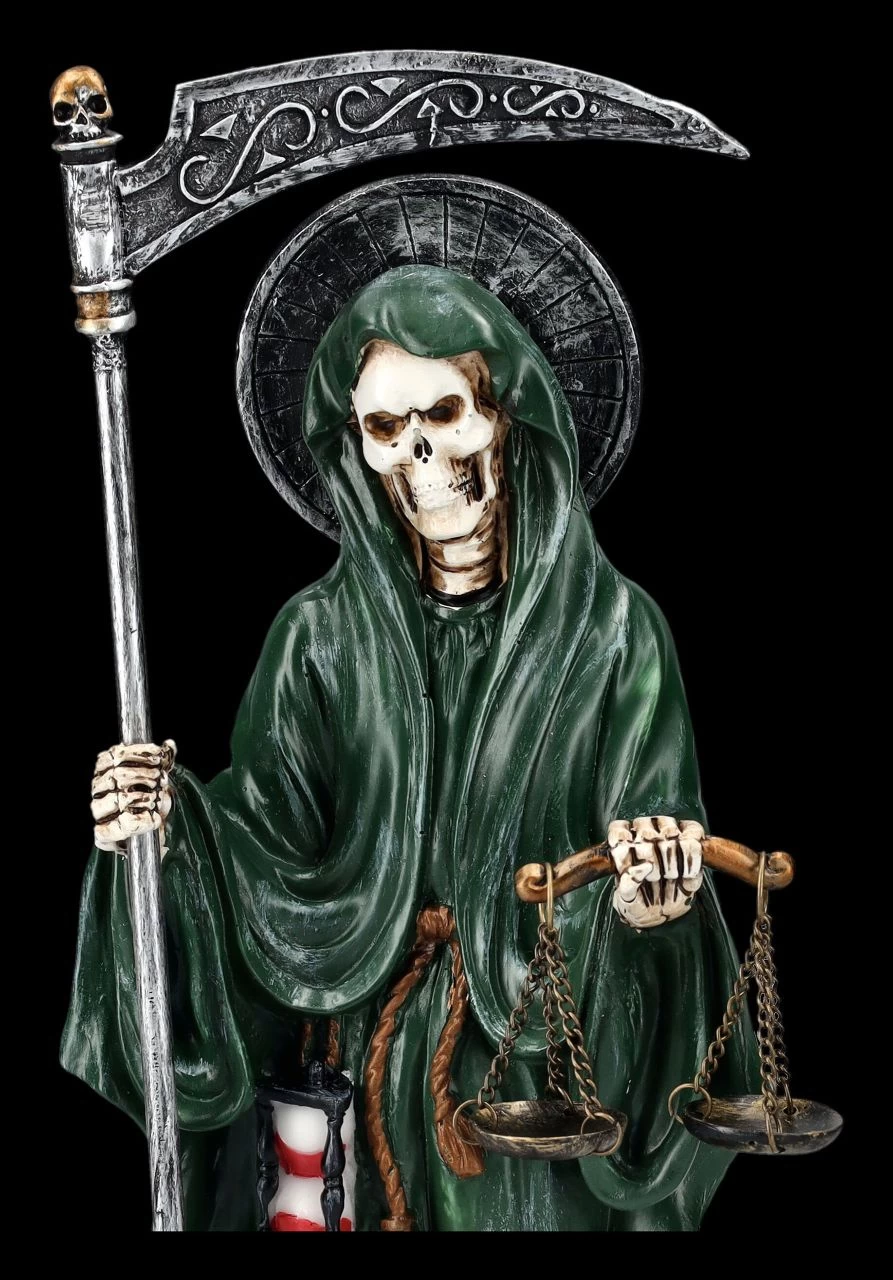 Santa Muerte Figur Mit Waage Grün 7 Santa Muerte Figur Mit Waage Grün – Bild 7