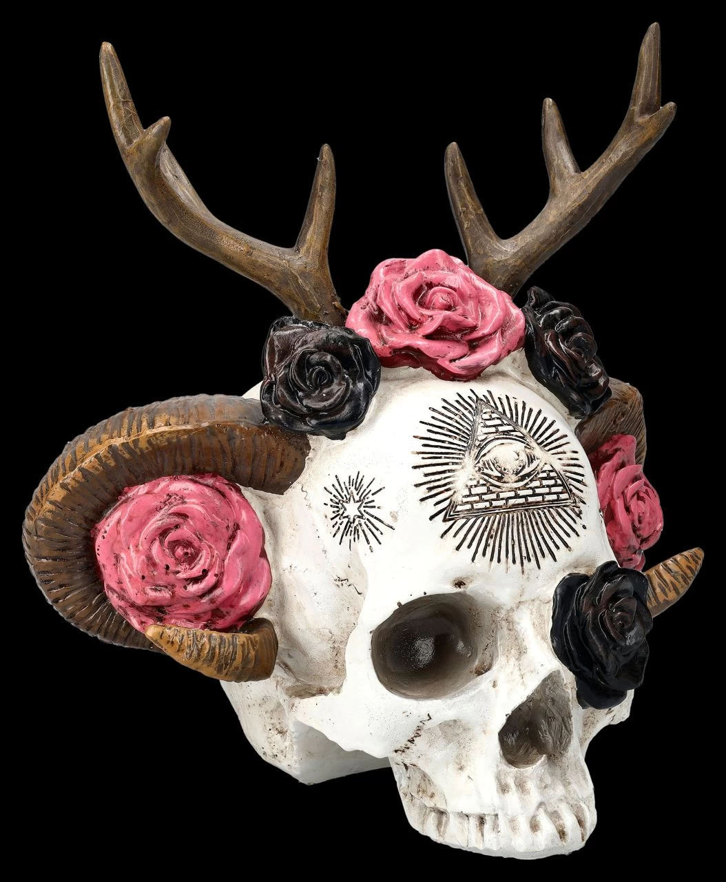 Totenkopf Figur - Wicca Schädel Mit Geweih 2 Totenkopf Figur - Wicca Schädel Mit Geweih – Bild 2