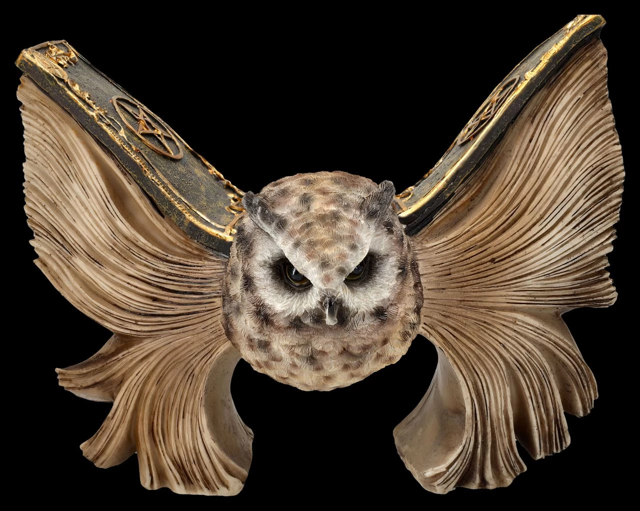 Eulen Figur Braun - Botschafterin Mit Buchflügeln 1 Eulen Figur Braun - Botschafterin Mit Buchflügeln