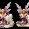 Elfen Figuren 2er Set - Rosa Feen Mit Wolf Babys